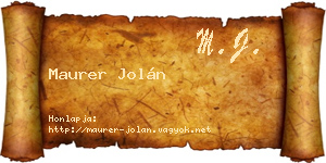 Maurer Jolán névjegykártya